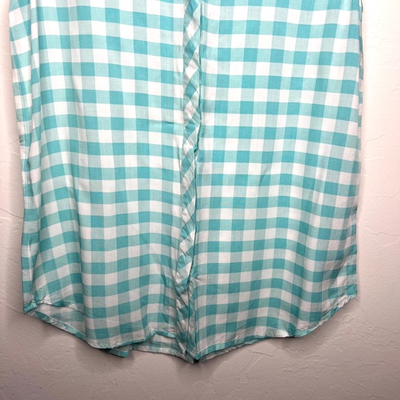 Cremieux Women's Button Down Plaid Summer Top, Teal and White, XS - Picture 4 of 9